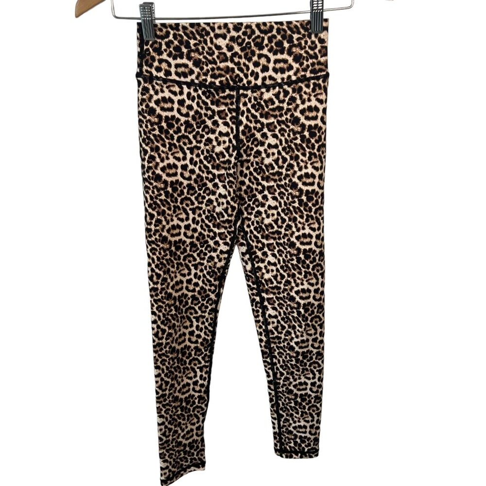 Zyia Leggings Size 2 Active Leopard Print High Rise Brilliant Scrunchy Brown